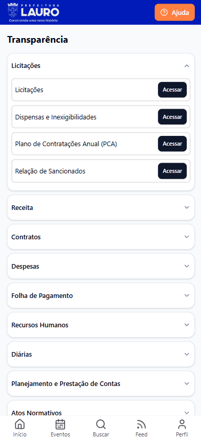 Transparência no app
